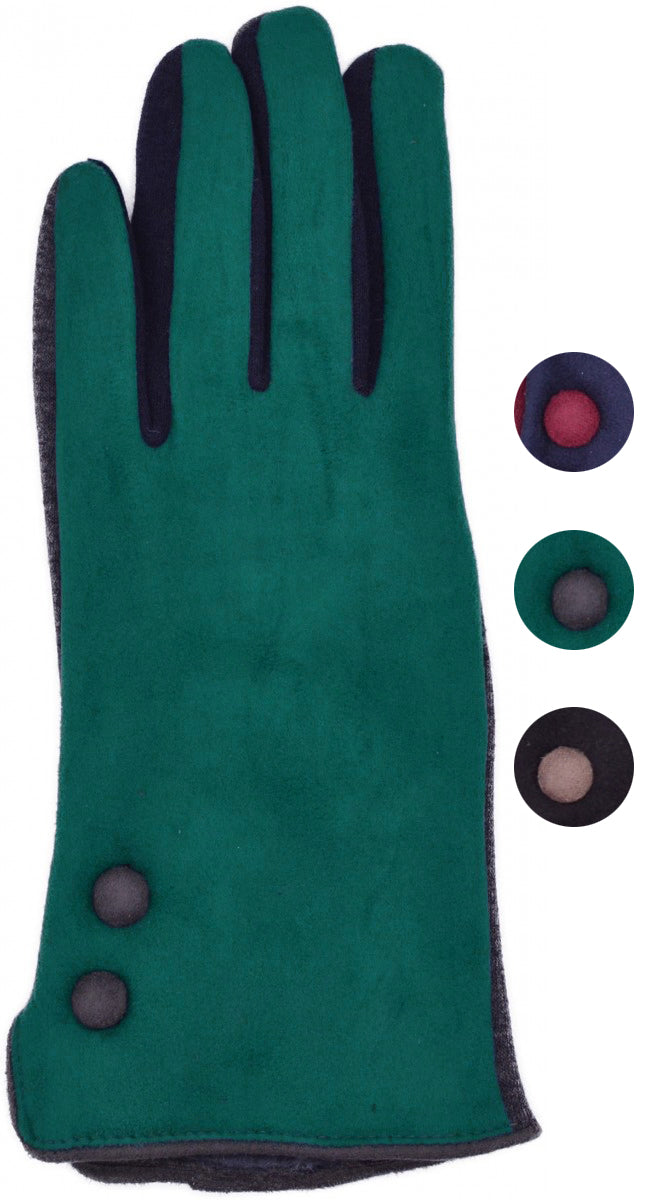 Edle VINTAGE Faux Suede BUTTONED Damen Handschuhe Retro