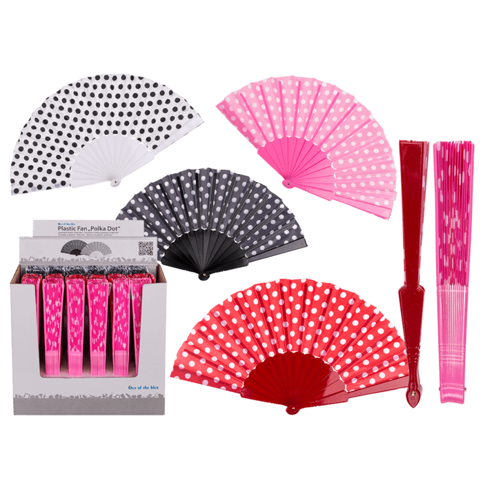 Polka Dots / Punkte Handfächer - 4 Farben
