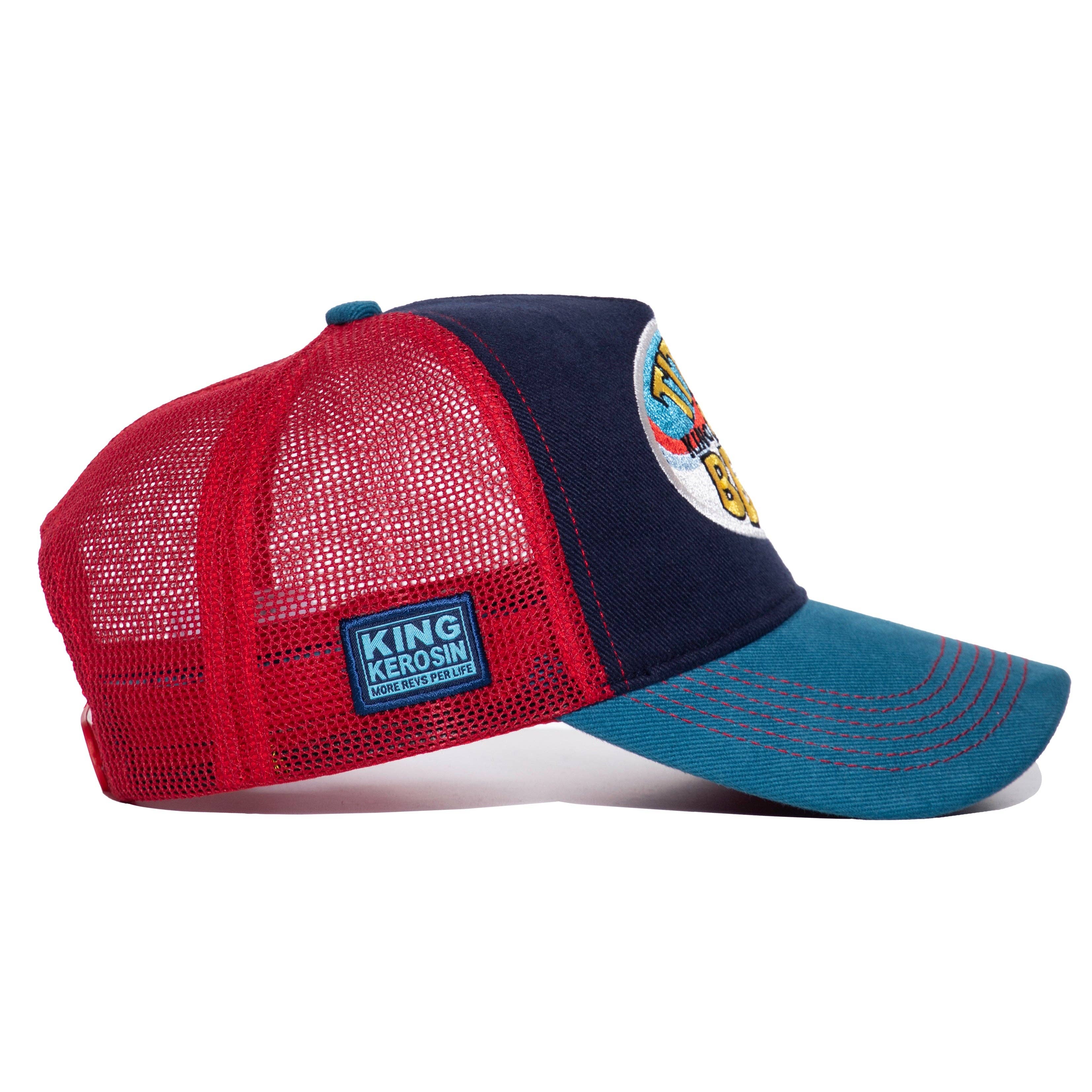 King Kerosin  «Titties and Beer» Oldschool Rock`n`Roll Trucker Cap - Blau/Rot