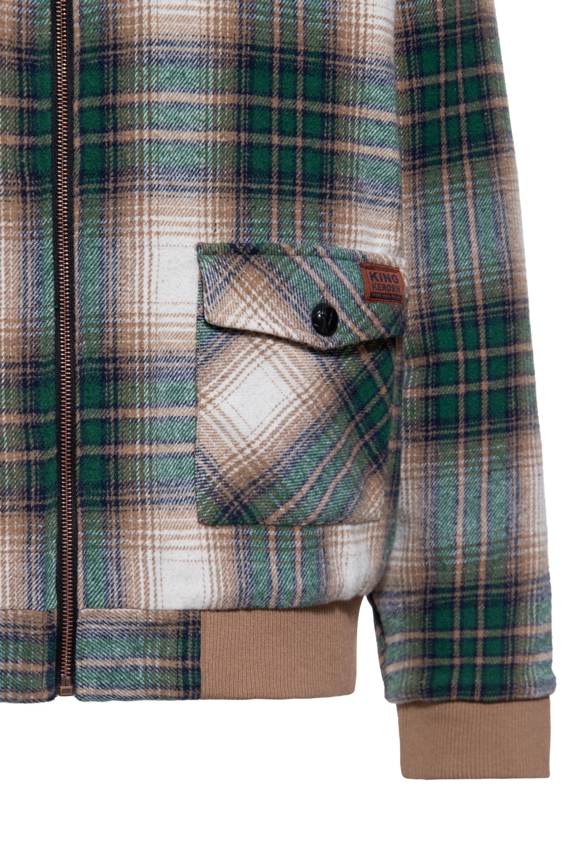 King Kerosin «Teddy Workwear» Oldschool Flanell Karo Teddykragen Flanelljacke / Jacke