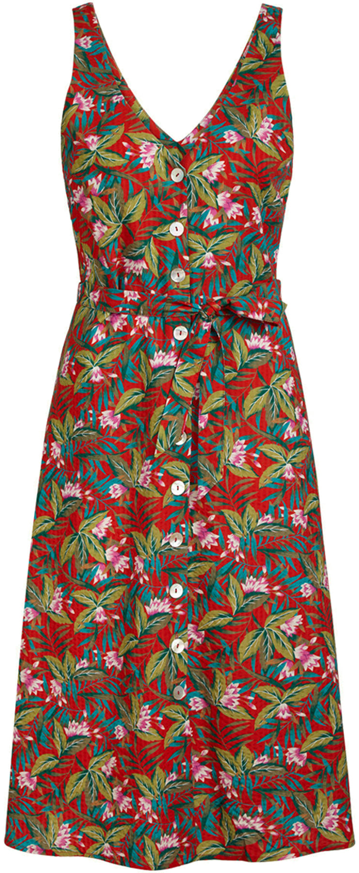 1King_Louie_INES_SALINA_Tropical_BLUMEN_V-Neck_Traeger_A-LINIE_DRESS_Kleid_killer_kirsche