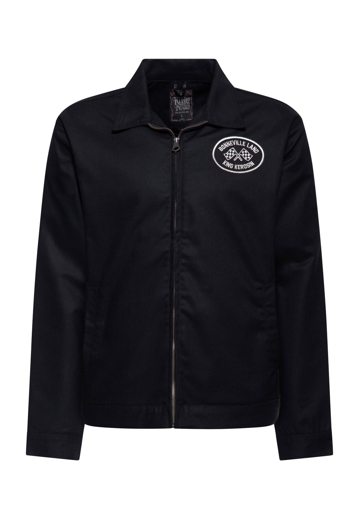 King Kerosin «Bonneville Land» Oldschool Workwear Racing Patch Gabardine Jacke / Herrenjacke