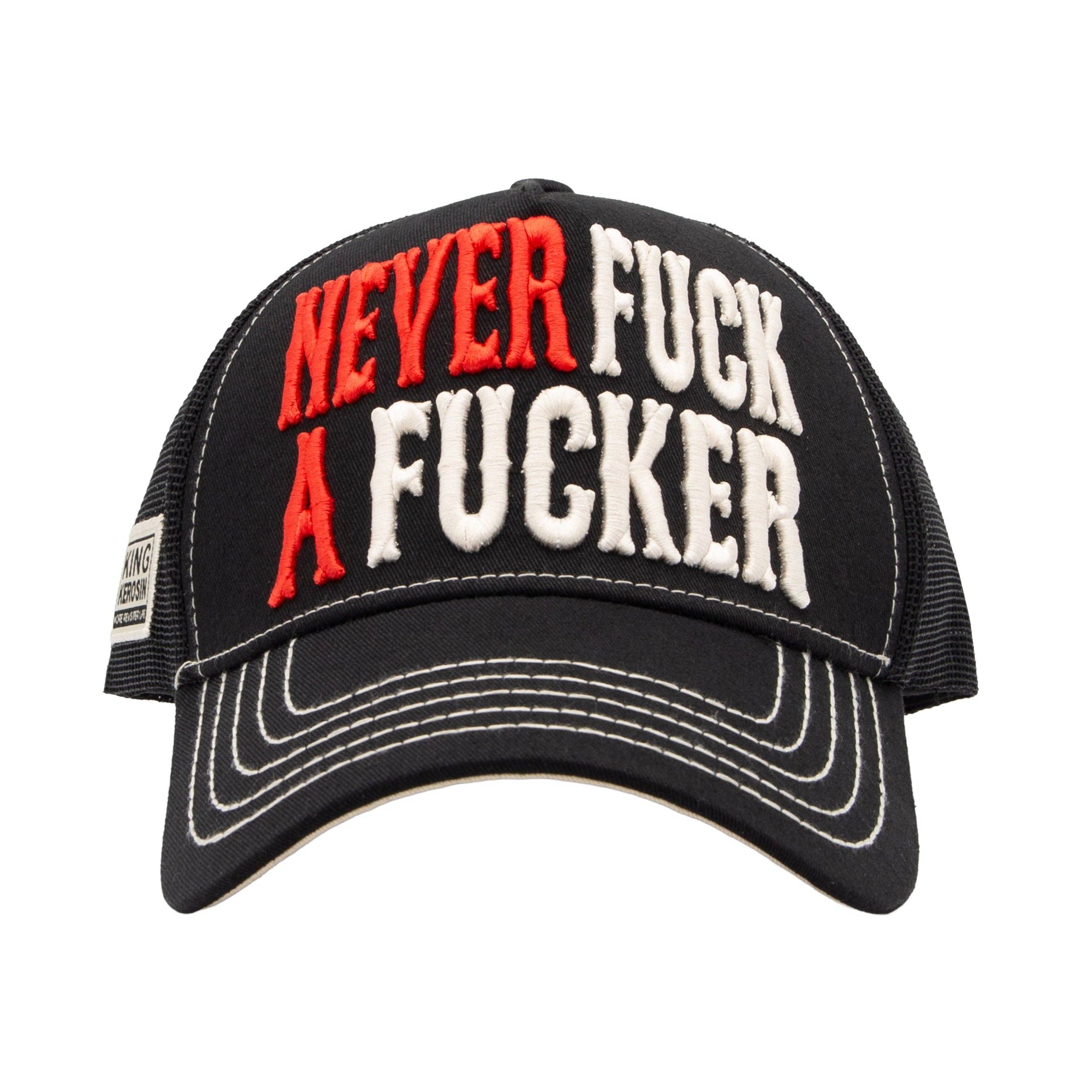 King Kerosin  «Never Fuck a Fucker» Oldschool Trucker Cap - Schwarz