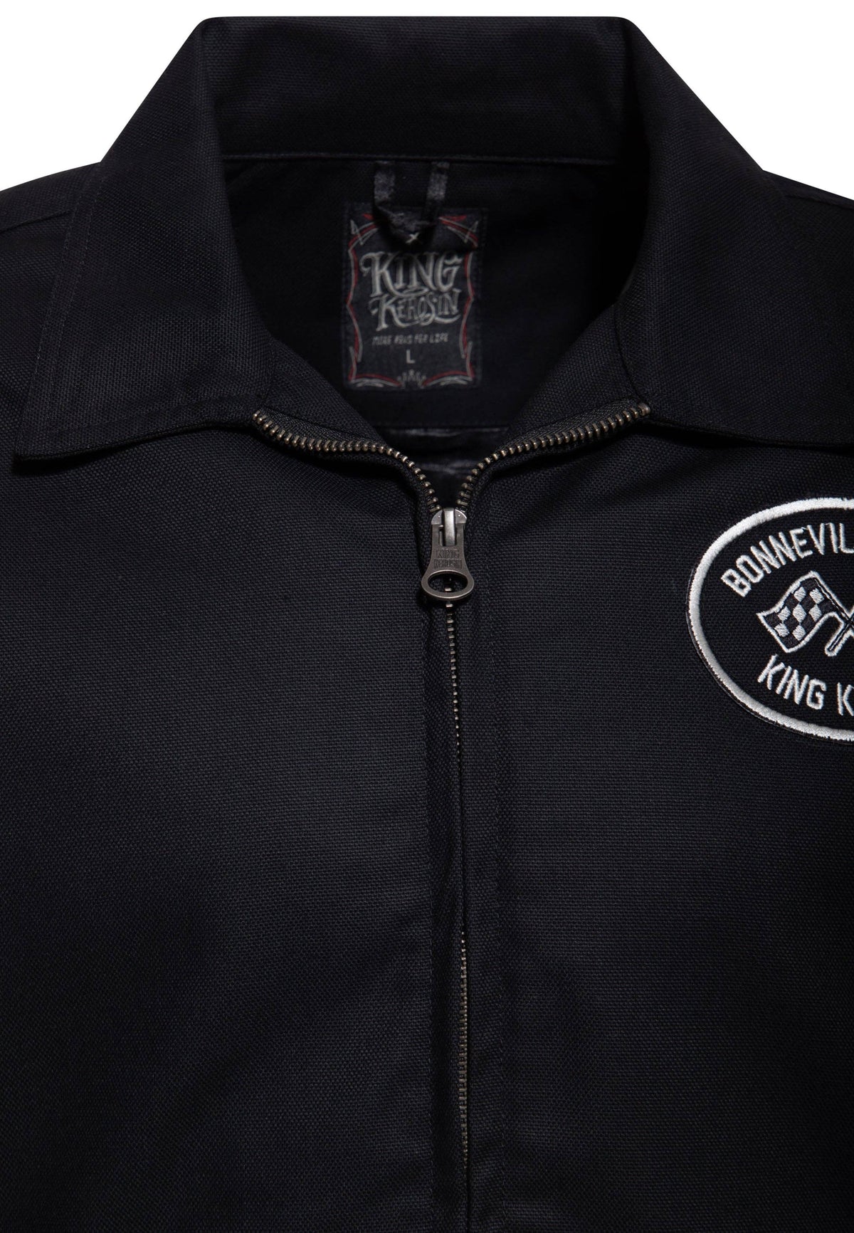 King Kerosin «Bonneville Land» Oldschool Workwear Racing Patch Gabardine Jacke / Herrenjacke