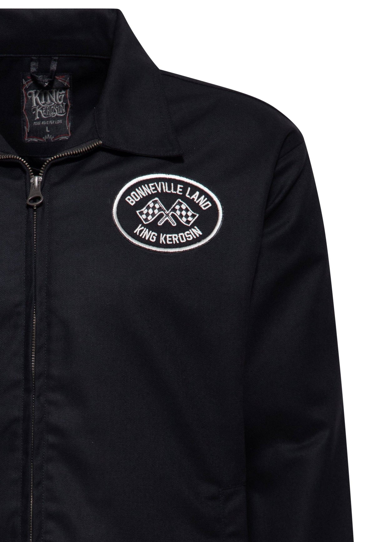 King Kerosin «Bonneville Land» Oldschool Workwear Racing Patch Gabardine Jacke / Herrenjacke