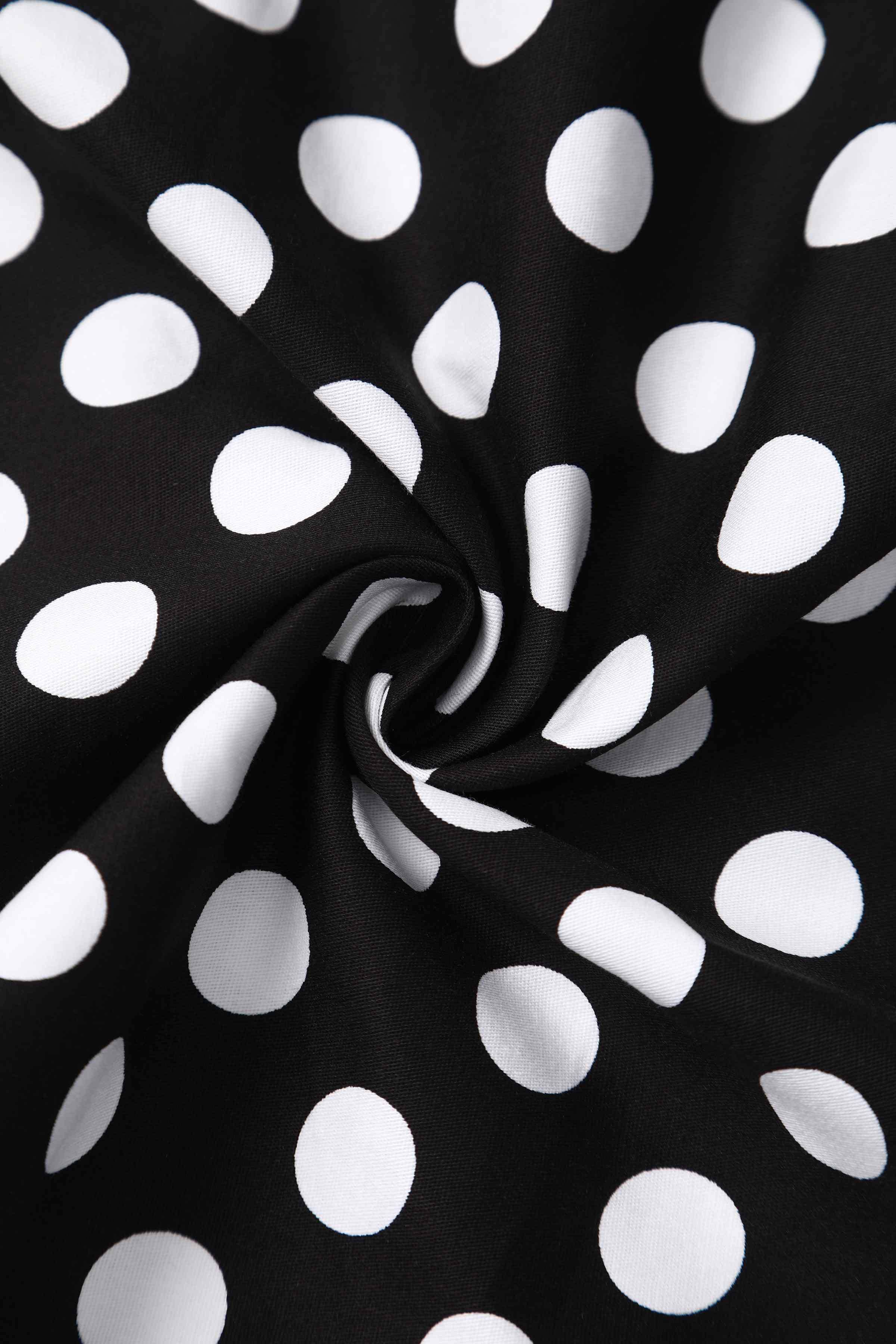 Dolly & Dotty «Lily Polka Dot» Vintage Punkte Retro Off-Shoulder Swing Kleid - Schwarz