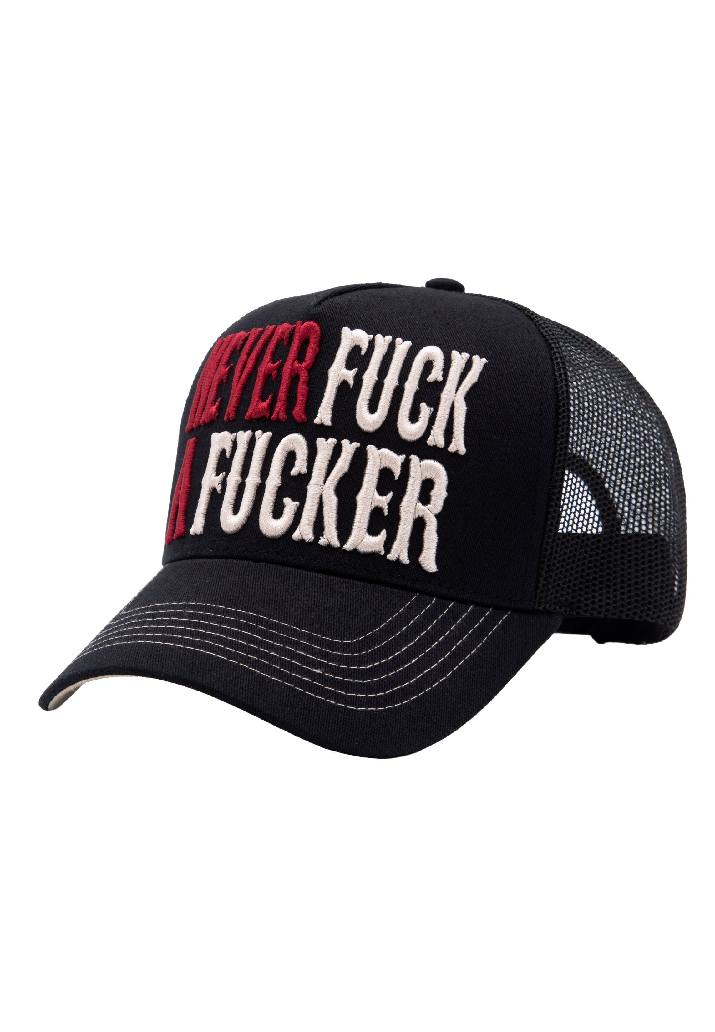 King Kerosin  «Never Fuck a Fucker» Oldschool Trucker Cap - Schwarz