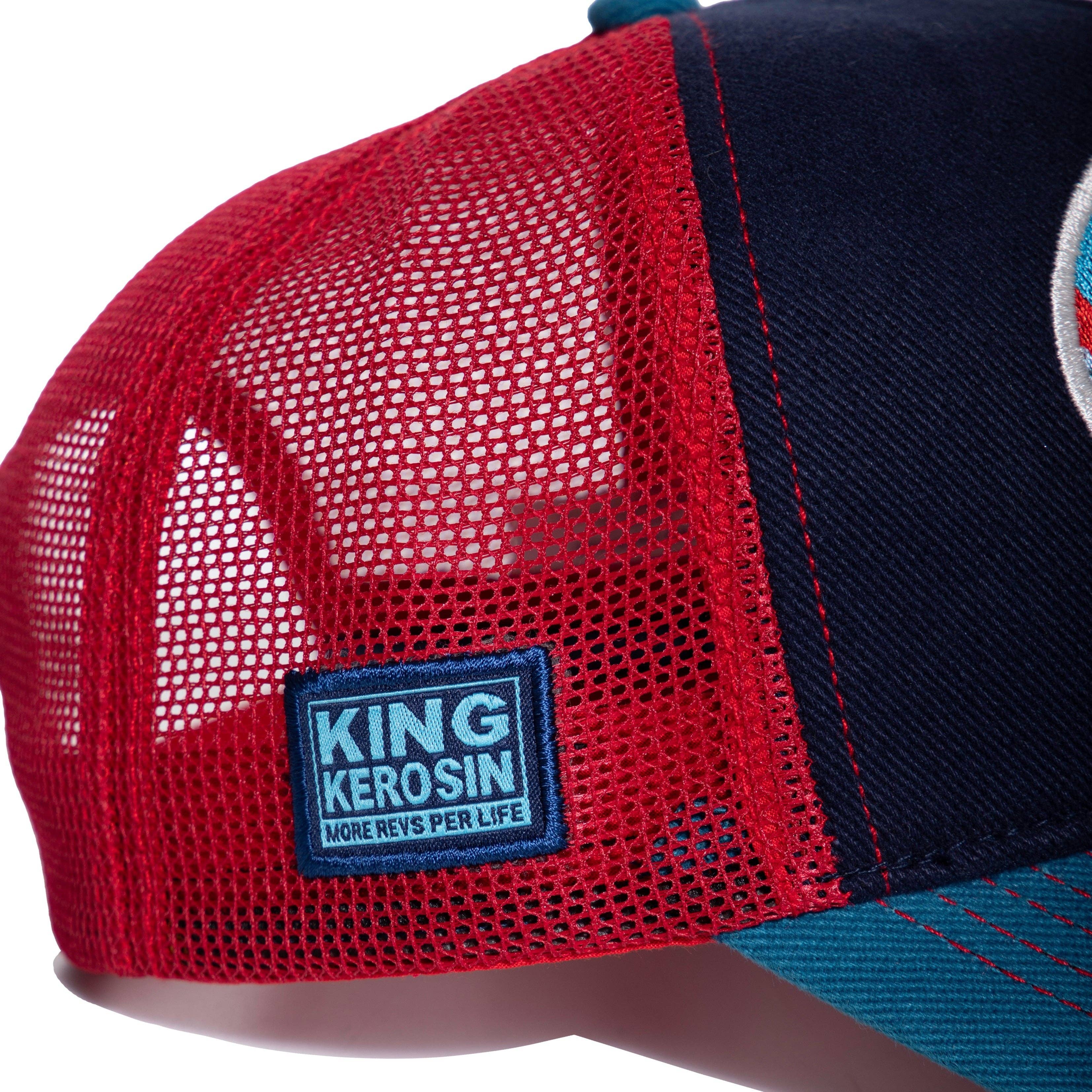King Kerosin  «Titties and Beer» Oldschool Rock`n`Roll Trucker Cap - Blau/Rot