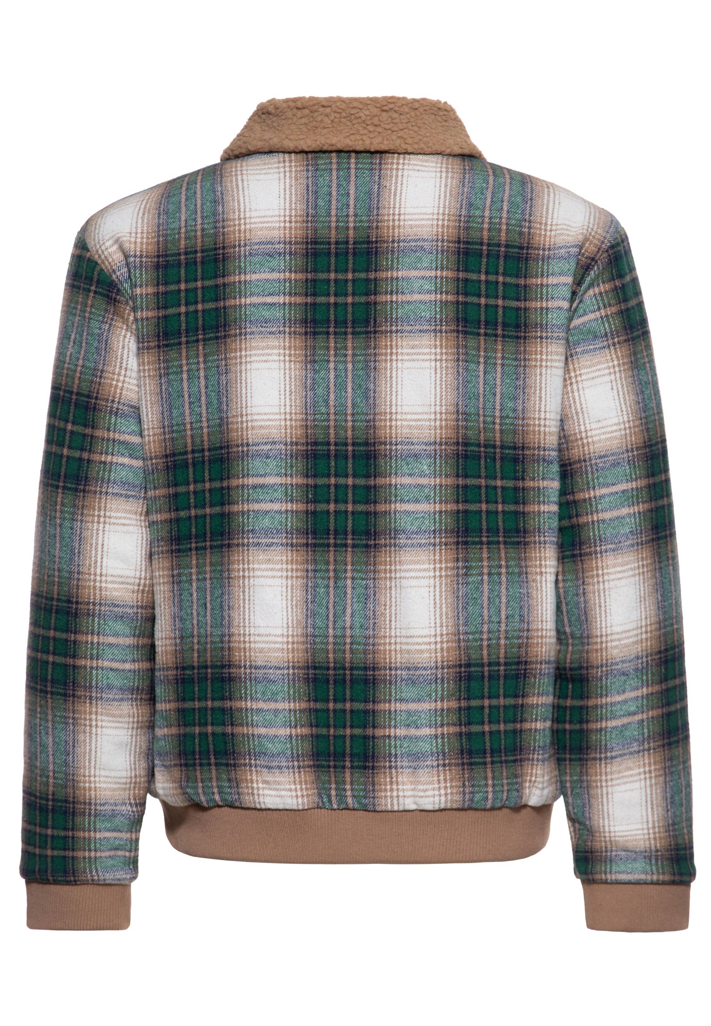 King Kerosin «Teddy Workwear» Oldschool Flanell Karo Teddykragen Flanelljacke / Jacke