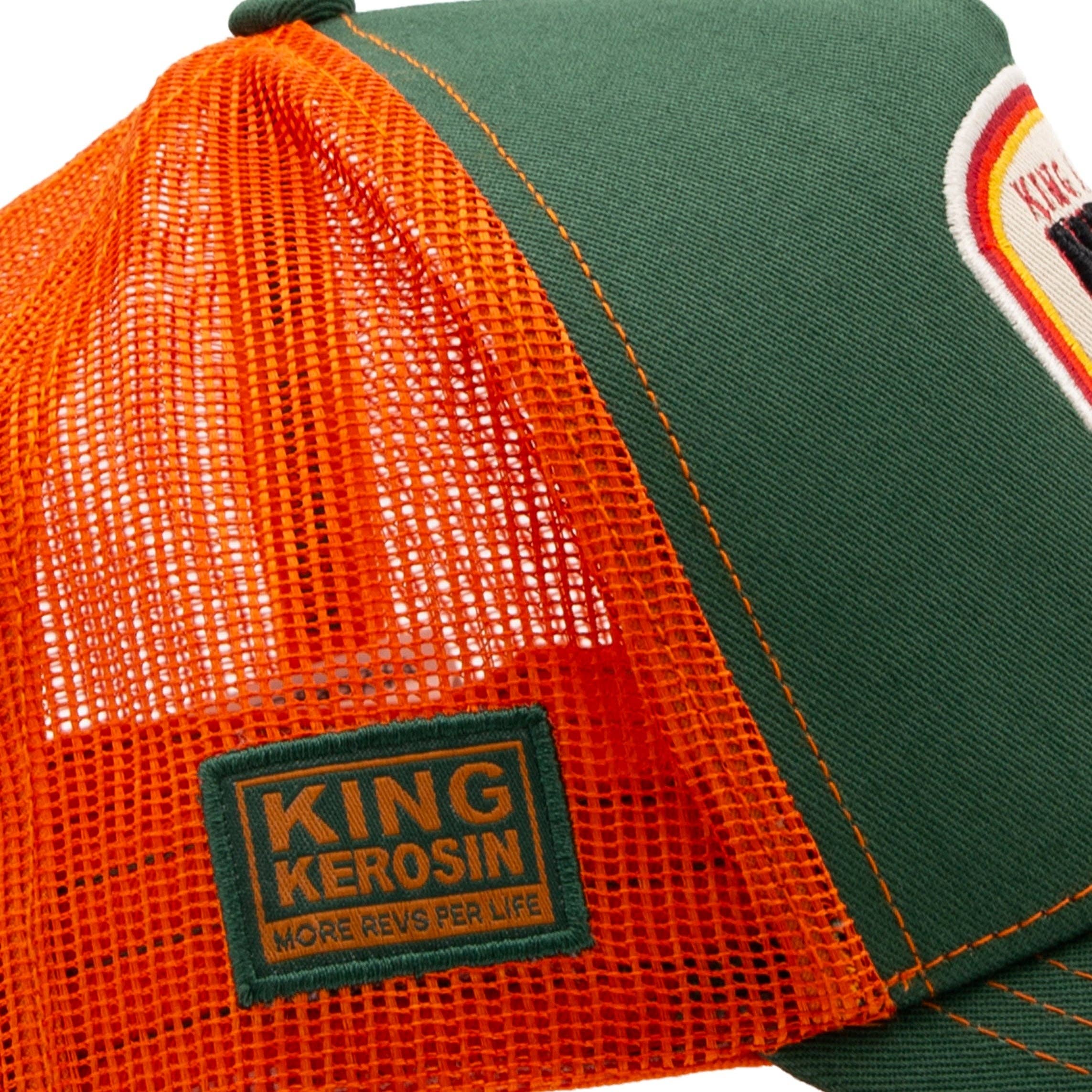 King Kerosin «Never Fuck A Fucker» Rock`n`Roll Oldschool Trucker Cap - Grün