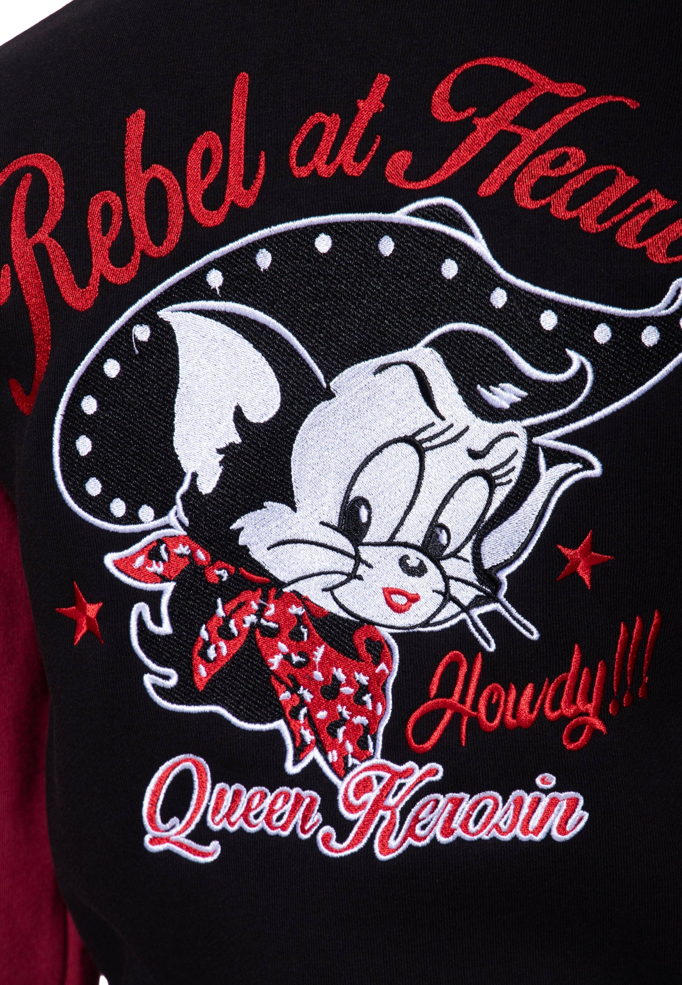 Queen Kerosin «Rebel at Heart» Oldschool Howdy Western Cowgirl Cat Collegejacke