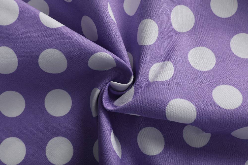 Dolly & Dotty «Lily Polka Dot» Vintage Punkte Retro Off-Shoulder Swing Kleid - Flieder
