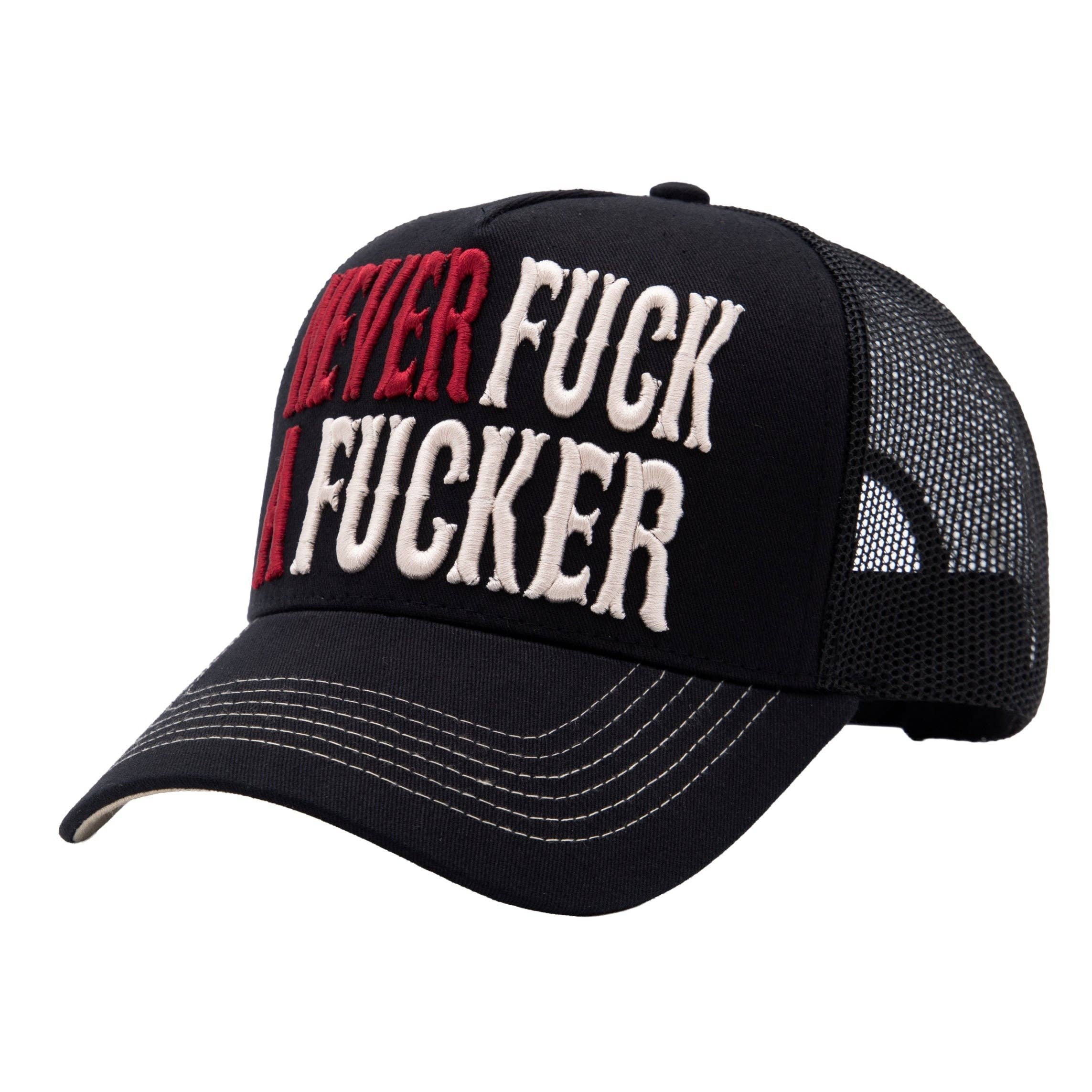 King Kerosin  «Never Fuck a Fucker» Oldschool Trucker Cap - Schwarz
