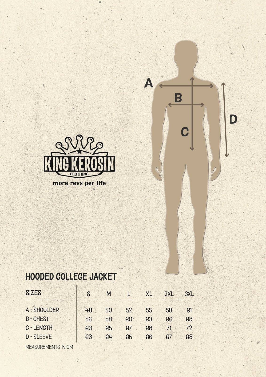 King Kerosin «Sex, Drugs & Rock 'n' Roll» Oldschool College Varsity Kapuzenjacke / Hoodie
