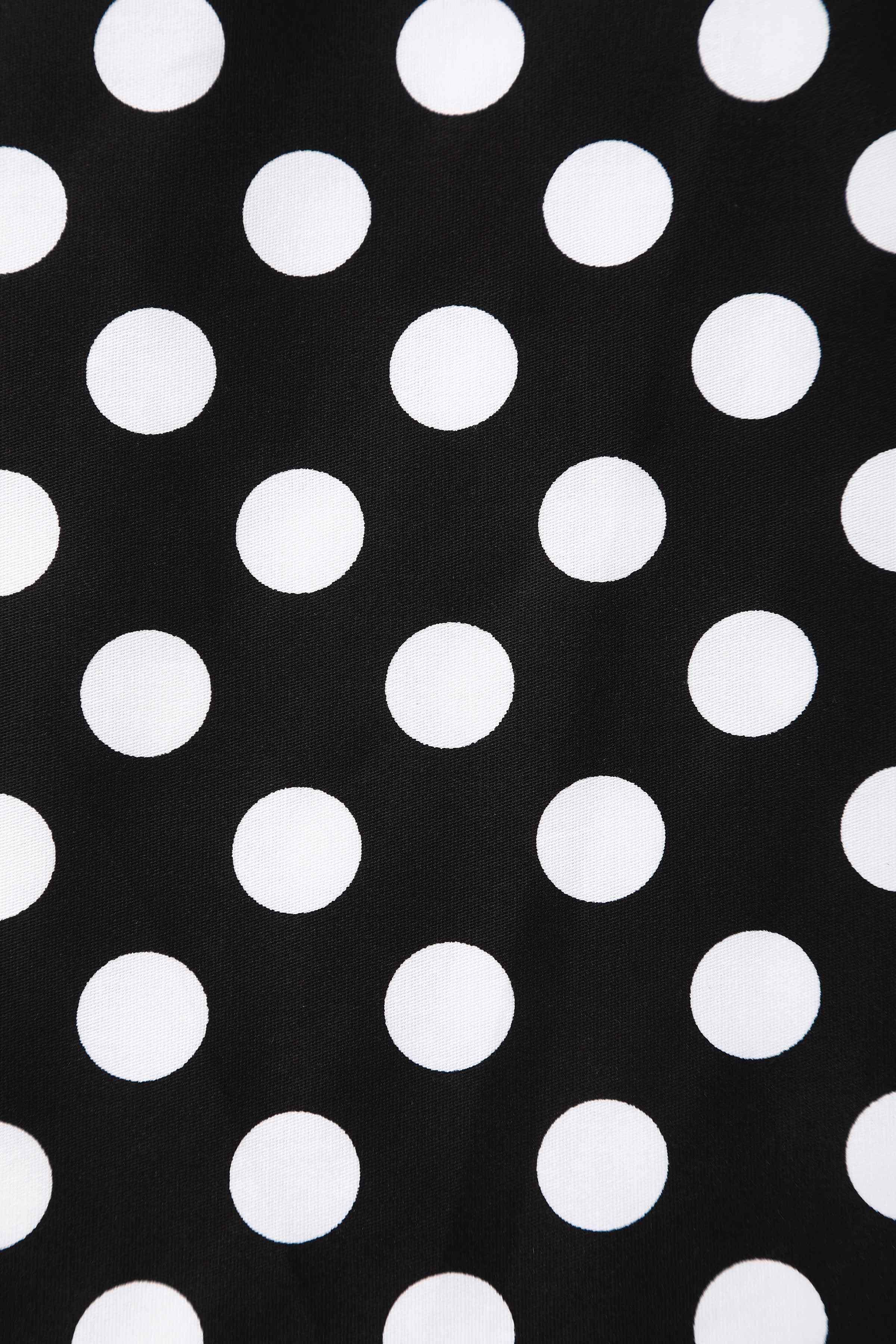 Dolly & Dotty «Lily Polka Dot» Vintage Punkte Retro Off-Shoulder Swing Kleid - Schwarz
