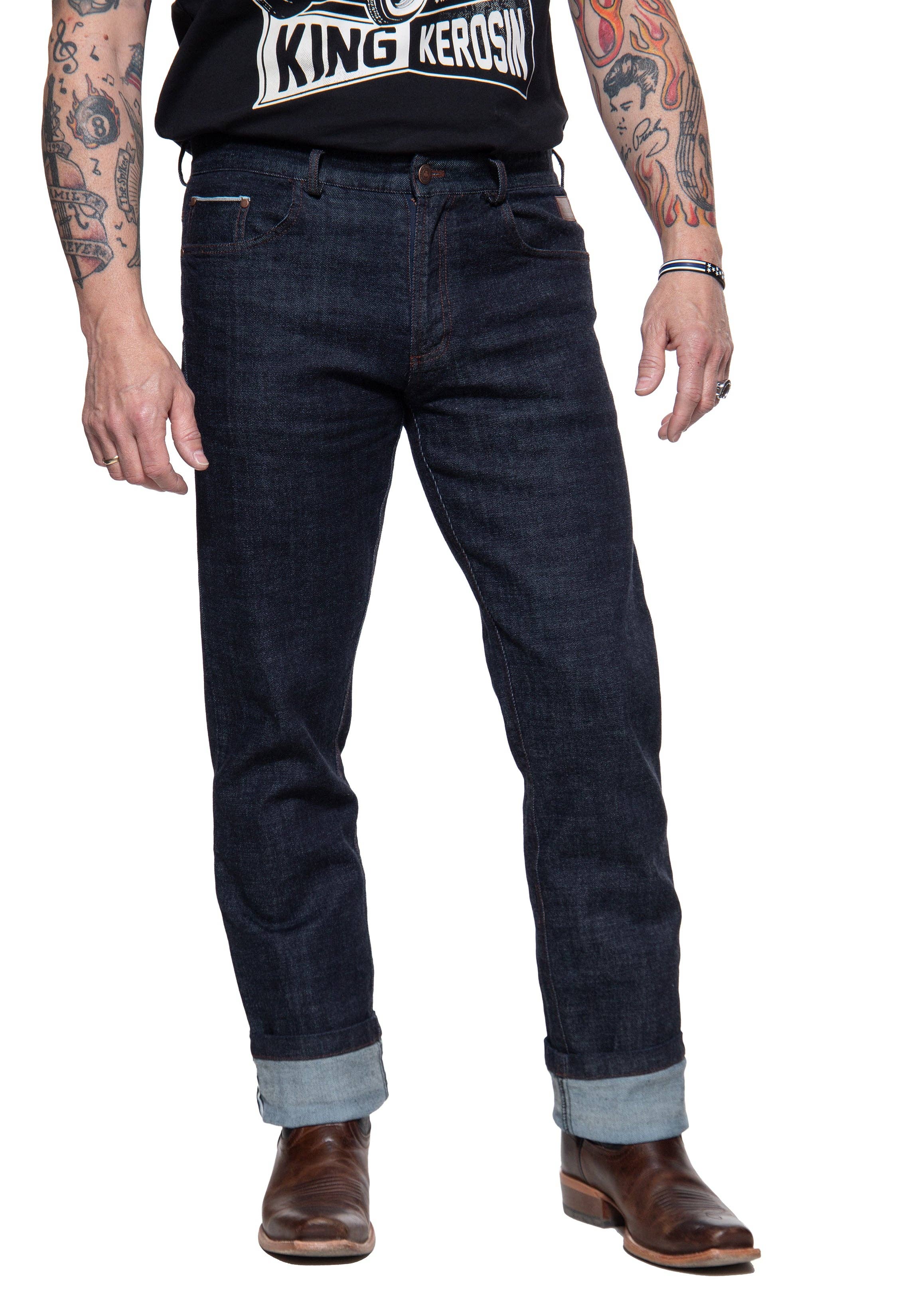 King Kerosin «Robin Selfedge» Cinch Back Oldschool Regular Fit Jeanshose / Jeans