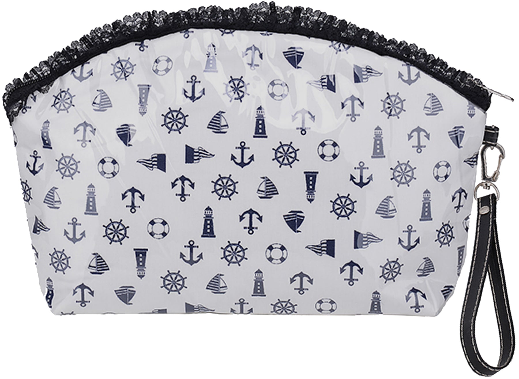 ANKER_Anchor_Nautical_SAILOR__Kosmetik_Tasche_Beauty_Case_-_Weiss_mit_schwarzen_Rueschen_killer_kirsche_weiss