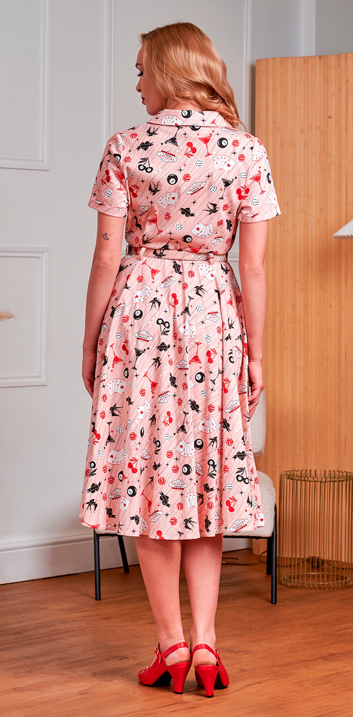 Banned «Bella Las Vegas» Vintage Rock`n`Roll Gambling 50s Swing Dress / Kleid - Pink