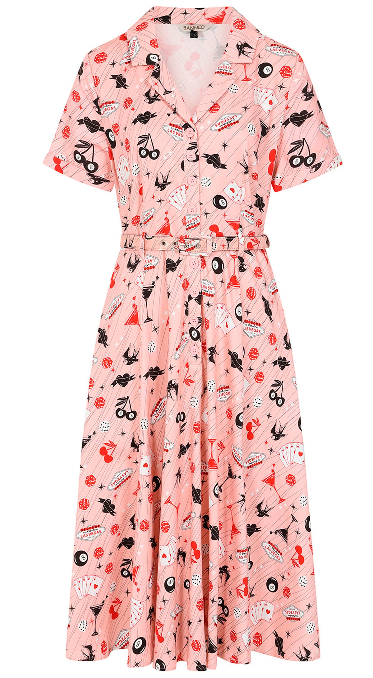 Banned «Bella Las Vegas» Vintage Rock`n`Roll Gambling 50s Swing Dress / Kleid - Pink