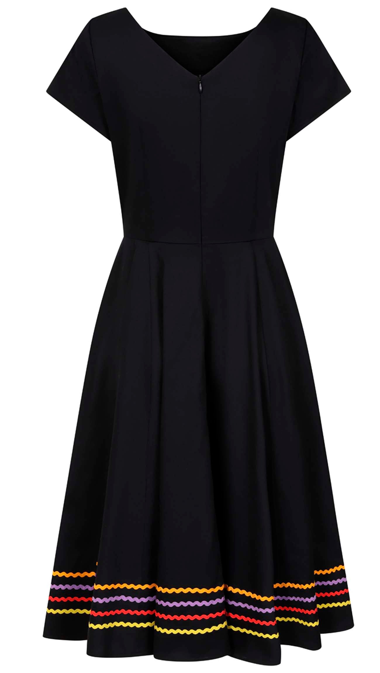 Banned «Black Carmen» Vintage Mexican Vibes ZigZag Trim Swing Dress / Kleid