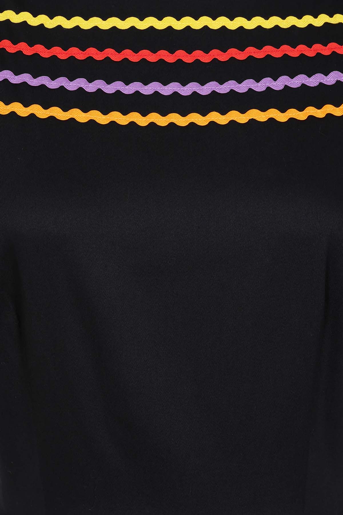 Banned «Black Carmen» Vintage Mexican Vibes ZigZag Trim Swing Dress / Kleid