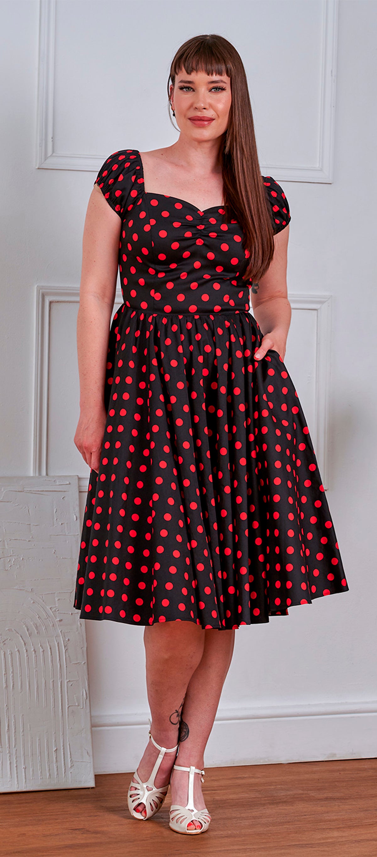 Banned «Black Marilyn Spot» Retro 50s Polka Dots Punkte Swing Dress / Kleid - Schwarz