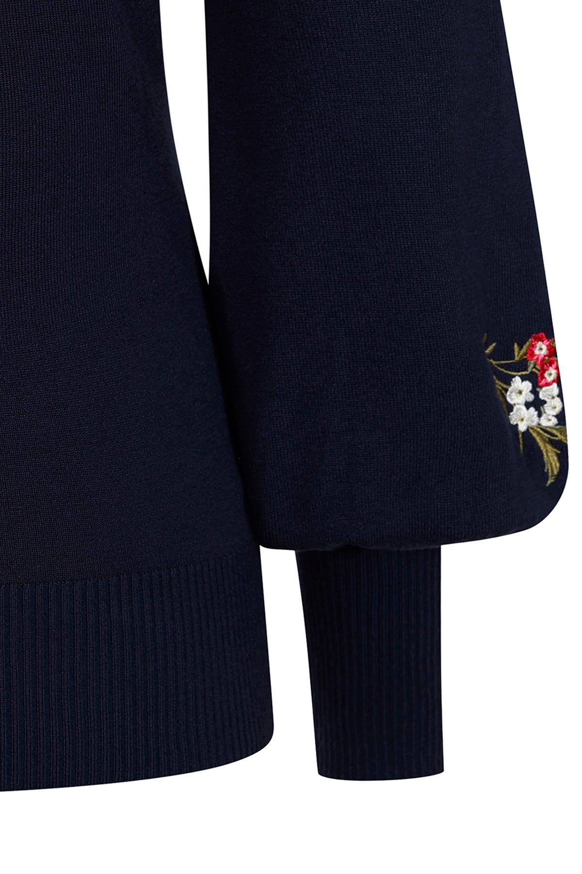 Banned «Carla Romantic» Vintage Floral Balloon Sleeve Retro Langarm Pullover / Oberteil - Navy
