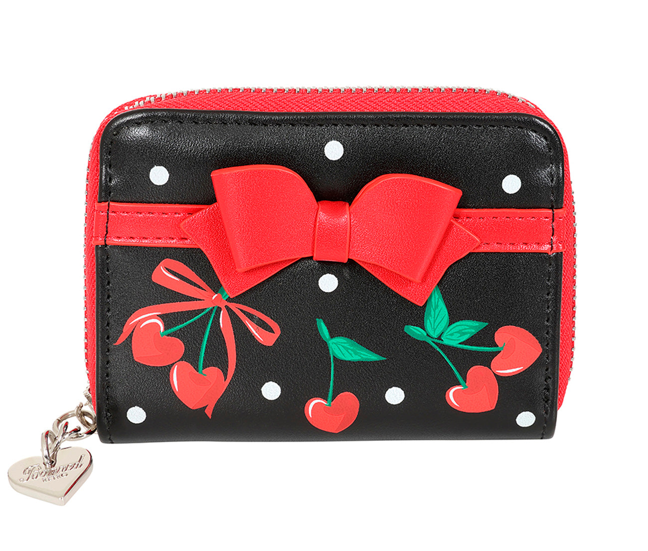 Banned «Cherries and Bows» Vintage Kirschen Punkte Geldbeutel /Geldbörse - Schwarz