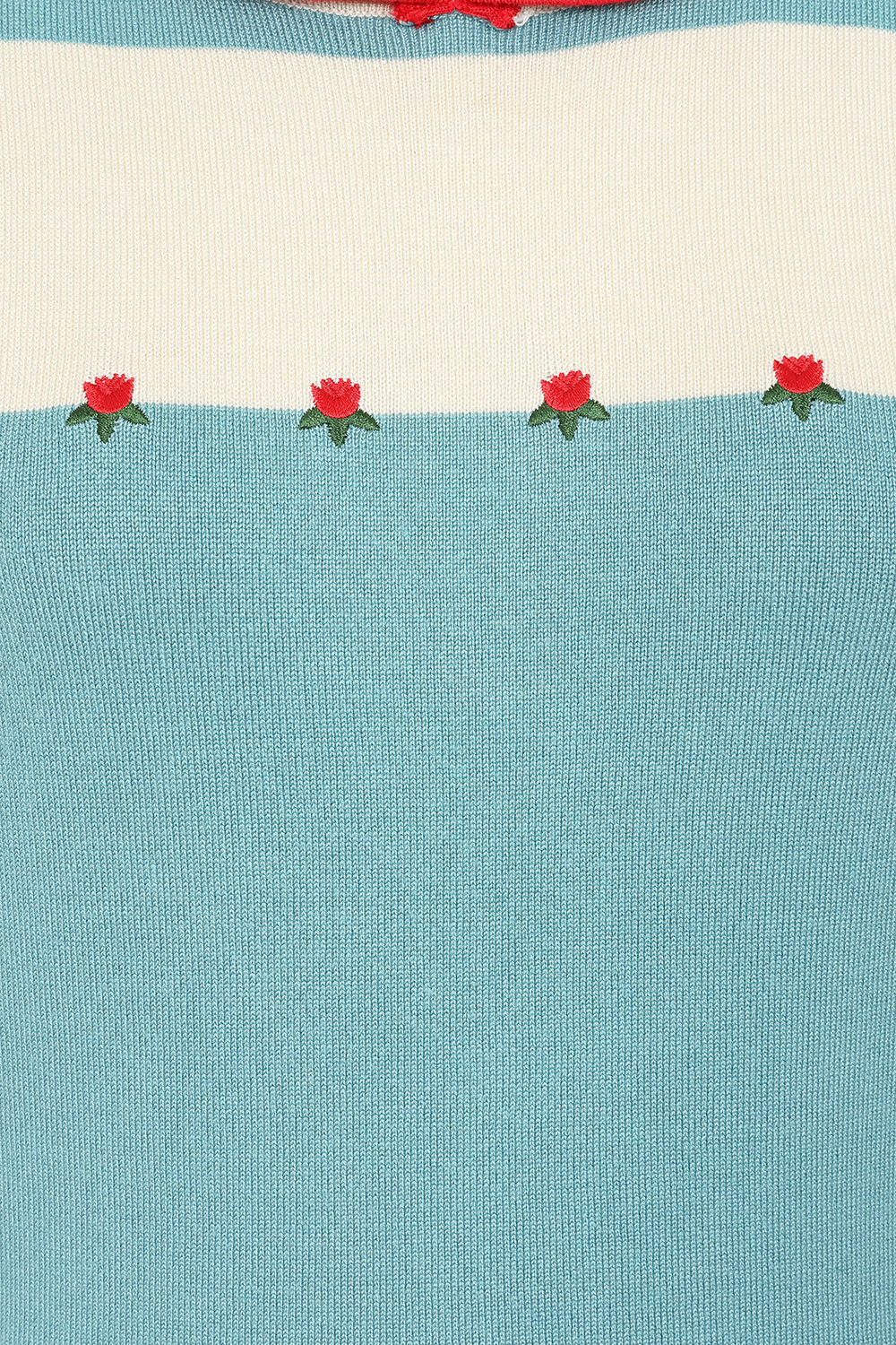 Banned «Lily Rose» Classic Vintage 1950s Red Roses Strickpullover / Jumper - Sky Blue