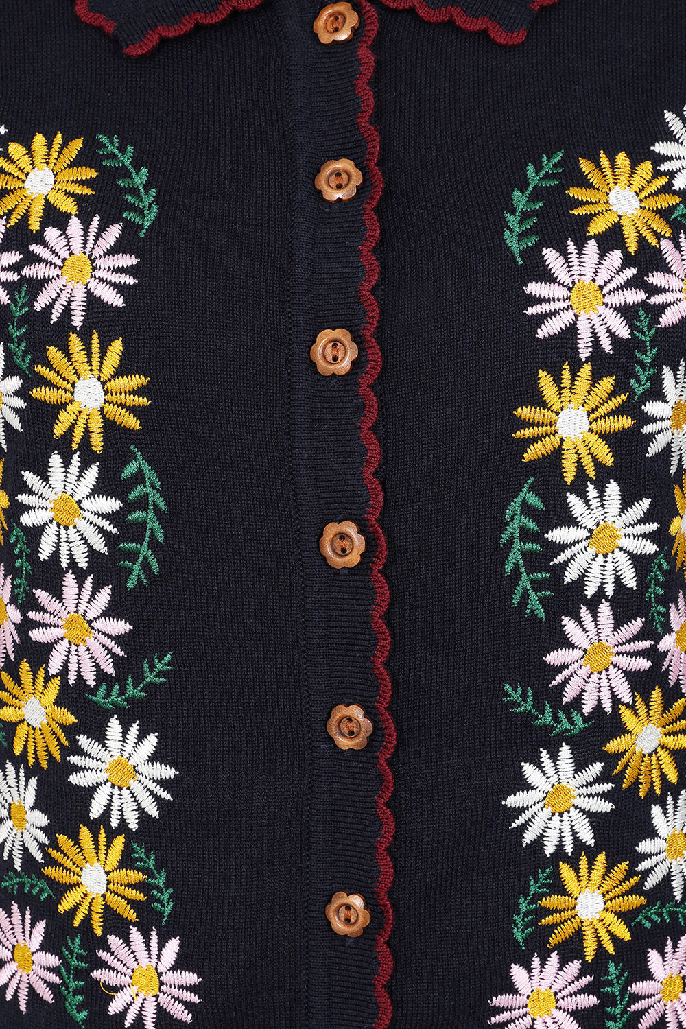 Banned «Penny Flower» Vintage Floral 1950s Cardigan / Strickjacke - Nachtblau