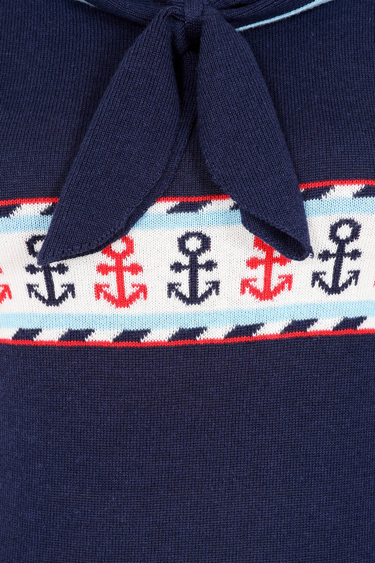 Banned «Sophie Sailor» Vintage Nautical Anker Matrosenkragen Stricktop / Oberteil - Navy