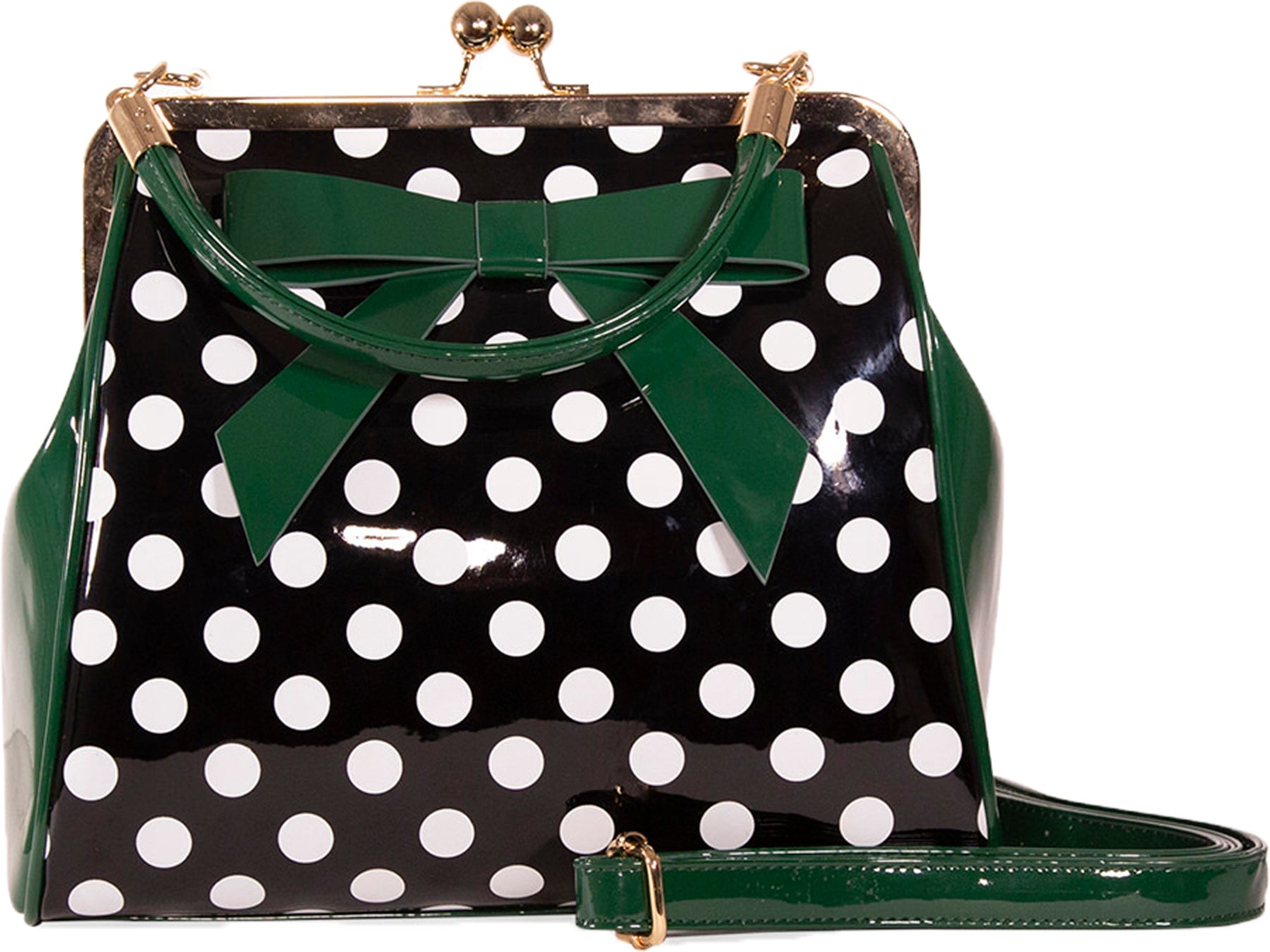 Banned_AMERICAN_POLKA_DOT_Kisslock_LACK_Bow_Schleife_HENKELTASCHE_Bag_Gruen_Killer_Kirsche-4