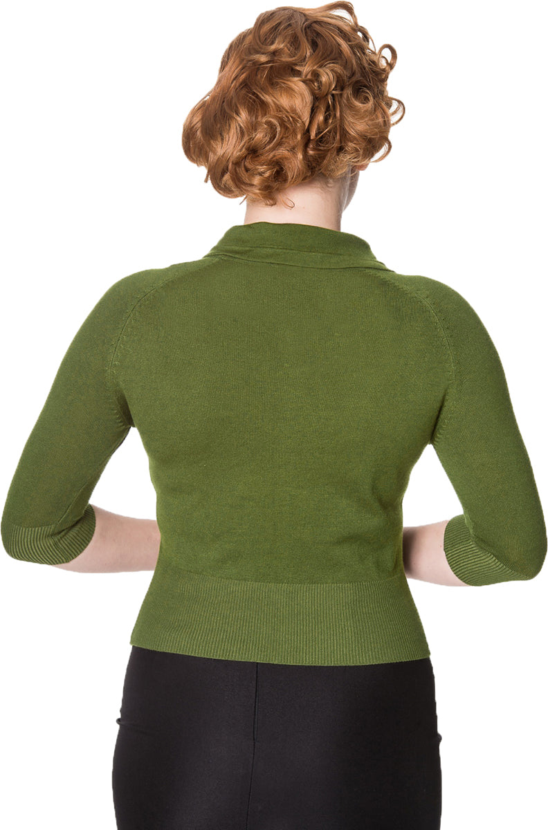 Banned_APRIL_Vintage_Schleifen_SHORTSLEEVE_Strickjacke_CARDIGAN_Olivgruen-2
