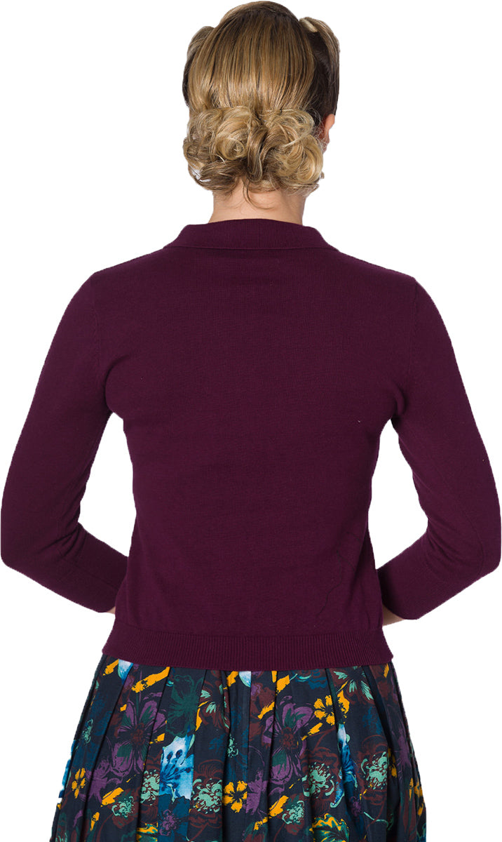 Banned_AUDRY_Vintage_BUTTON_Polo_PLAIN_Oberteil_JUMPER_Pullover_Aubergine-3QgN6D2VCBnx9b