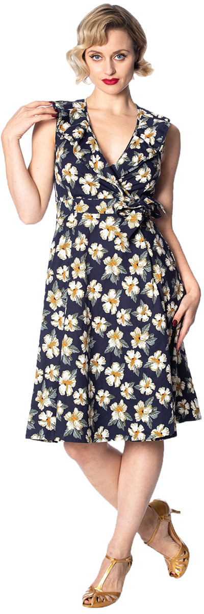 Banned_BEACH_BABE_Tropical_HIBIKUS_Volant_V-Neck_SWING_DRESS_Kleid-1