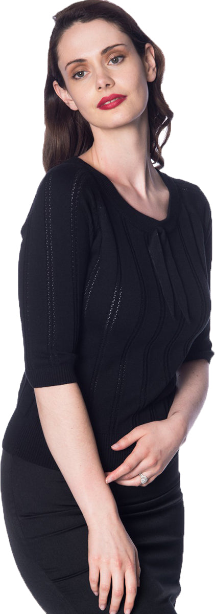 Banned_BELLE_BOW_PIONTELLE_Vintage_LOCHMUSTER_Pullover_OBERTEIL_Schwarz-2