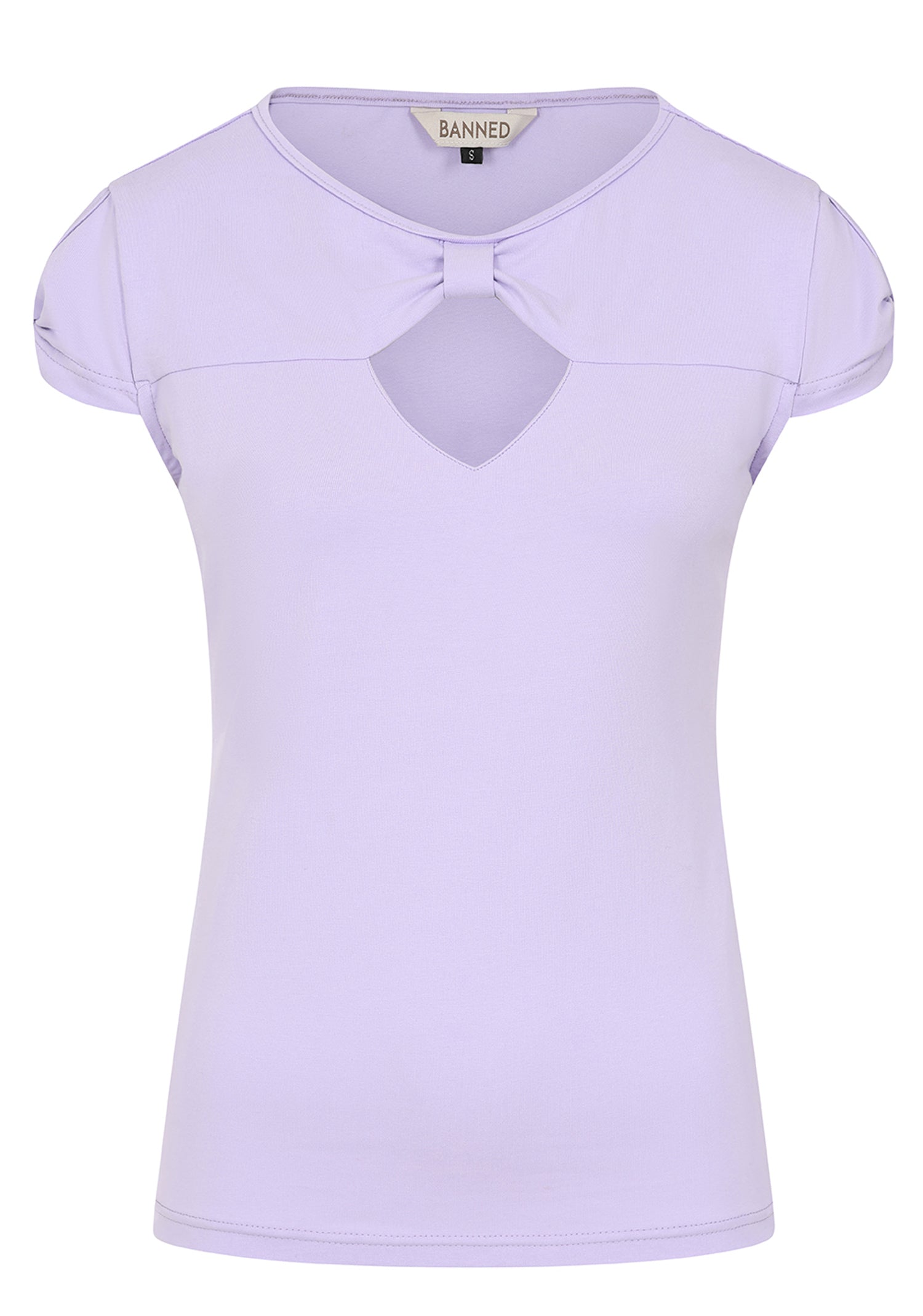 Banned_BE_FREE_BOW_Vintage_BASIC_Kurzarm_SCHLEIFEN_Cut-Out_Oberteil_SHIRT_-_Flieder-1