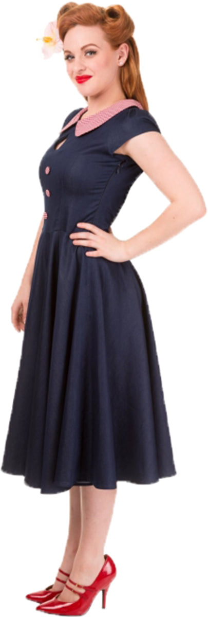 Banned_BLUEBERRY_HILL_Gingham_Chambray_Peephole_SWING_DRESS_Kleid-2