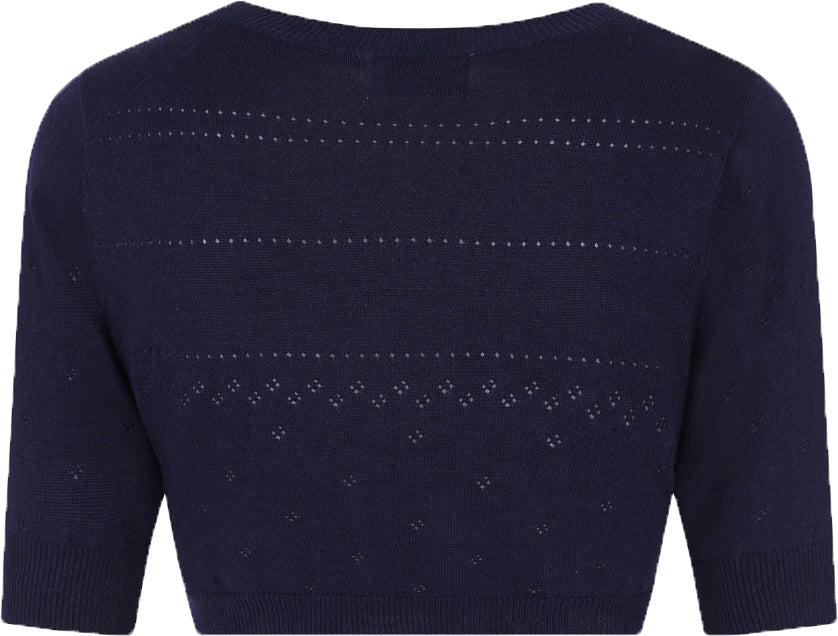 Banned_BOLERO_Vintage_LOCHMUSTER_Kurzarm_CARDIGAN_Strickjacke_Blau-2