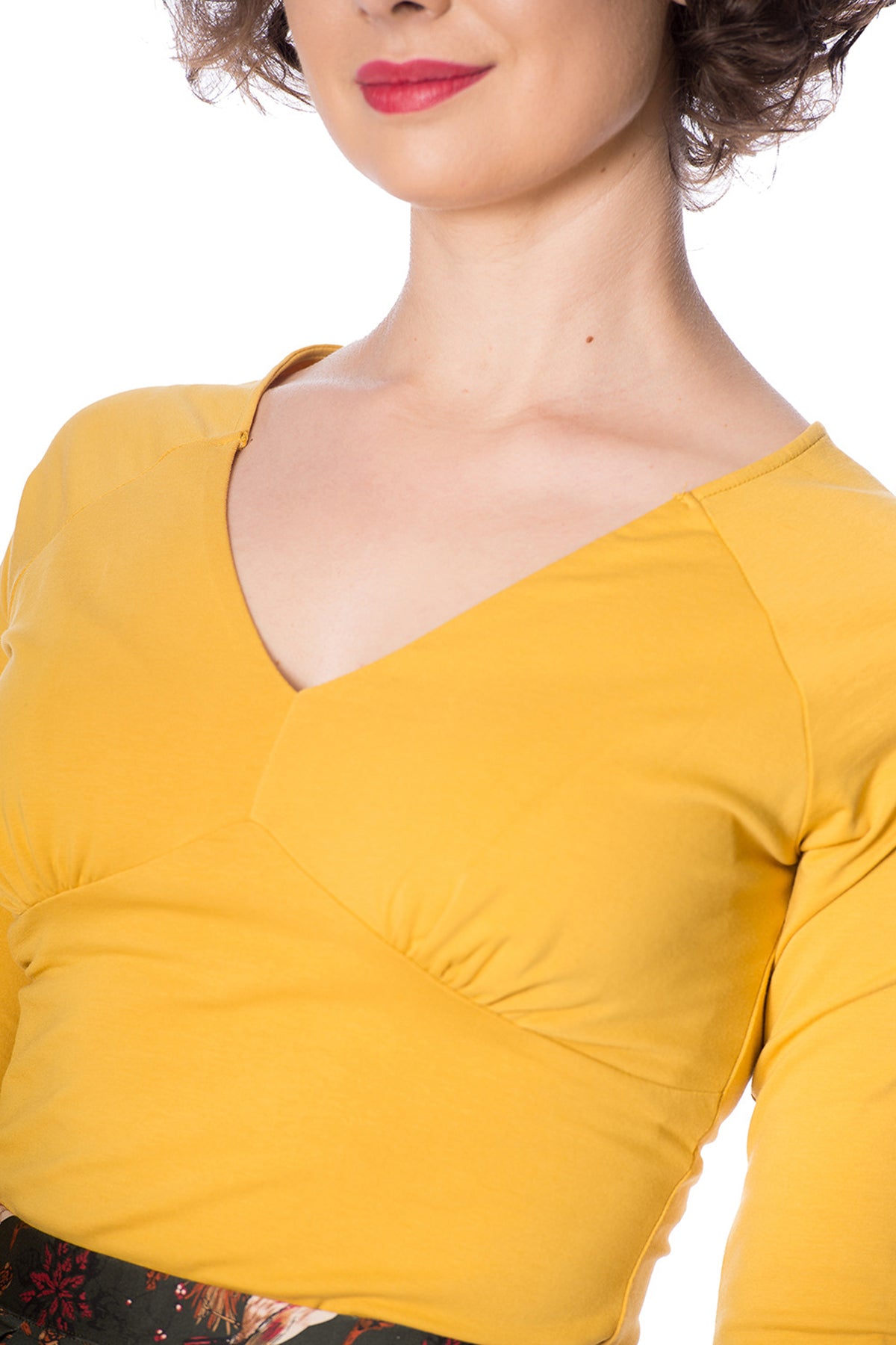 Banned_CUTE_CLASSIC_Vintage_PLAIN_V-Neck_50s_Oberteil_SHIRT_-_Mustard_killer_kirsche_5