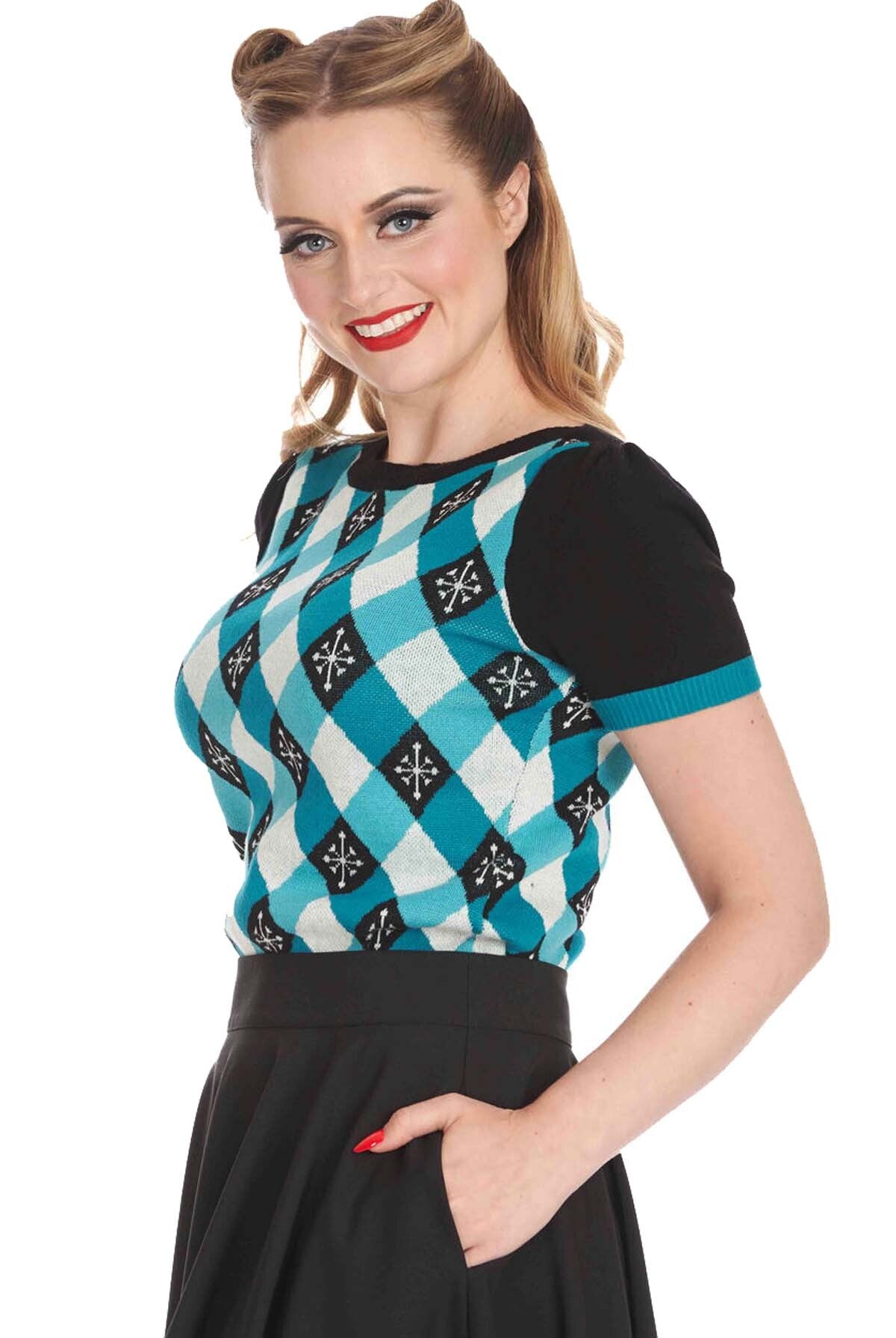 Banned_DARTS__CHECKS_Retro_Diamond_40s_Vintage_Oberteil_JUMPER_Pullover-5NgzlBcE1YLwES