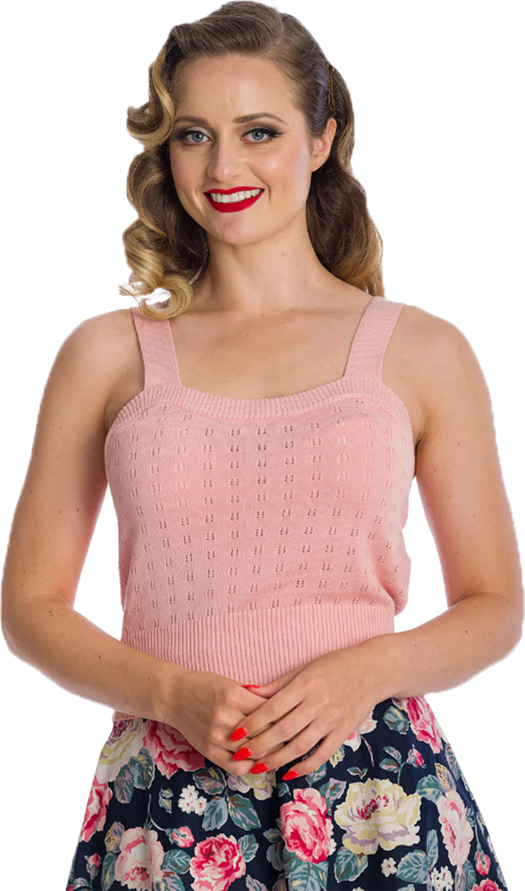 Banned_DORA_Vintage_LOCHMUSTER_Feinstrick_TRaeGER_Knit_Oberteil_TOP_Rosa_Killer_Kirsche-1