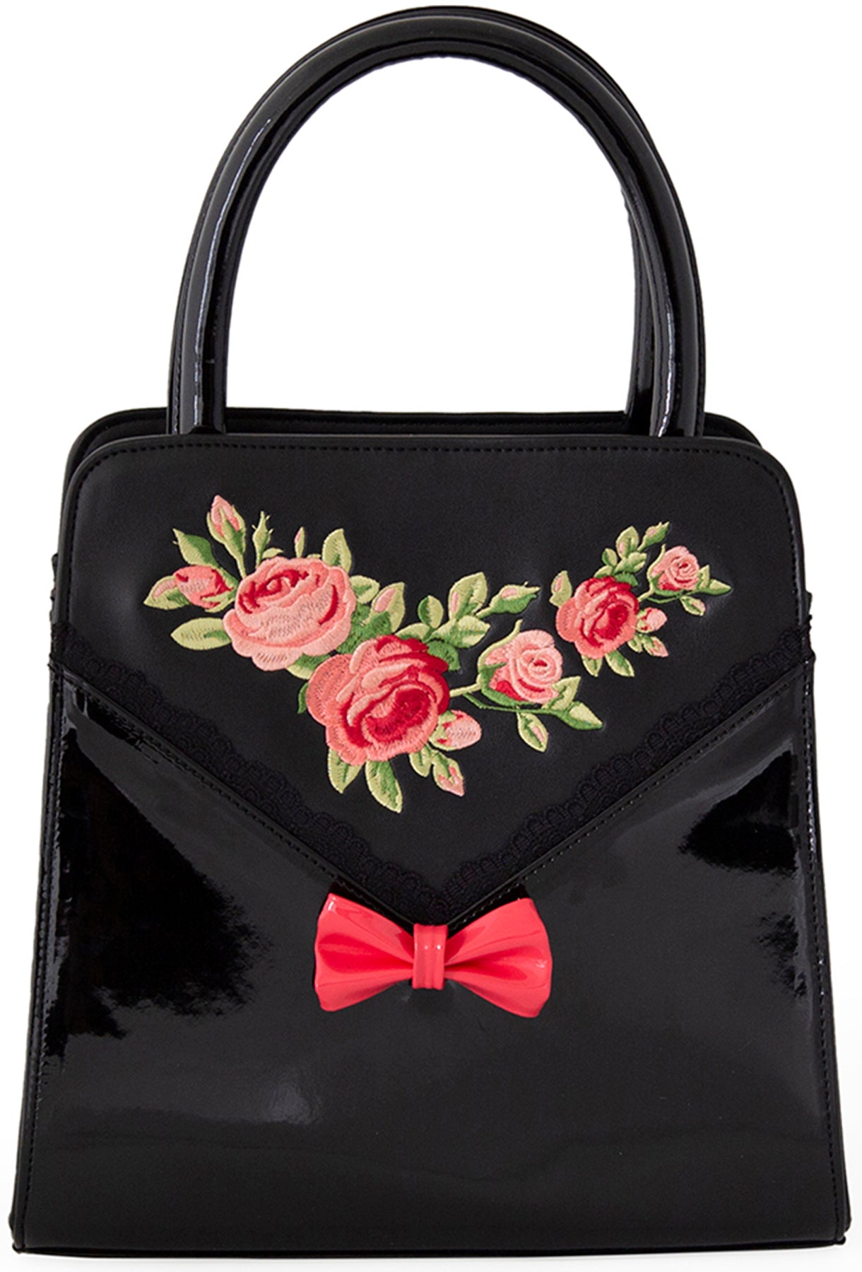 Banned_ENGLISH_ROSE_50s_Floral_EMBROIDERY_Lack_Schleife_TASCHE_Handbag_killer_kirsche