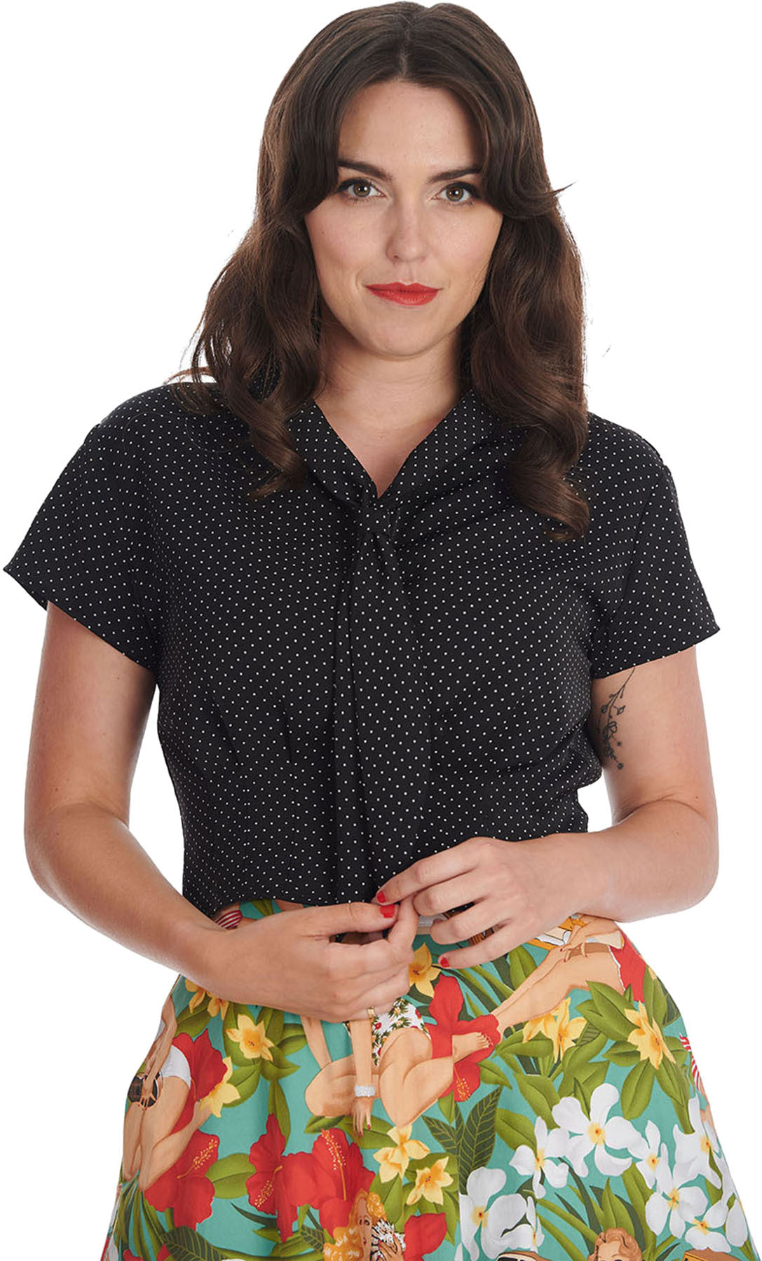 Banned_GARDEN_SPOT_Vintage_POLKA_DOTS_Punkte_Schluppenbluse_BLOUSE_Oberteil_killer_kirsche_1