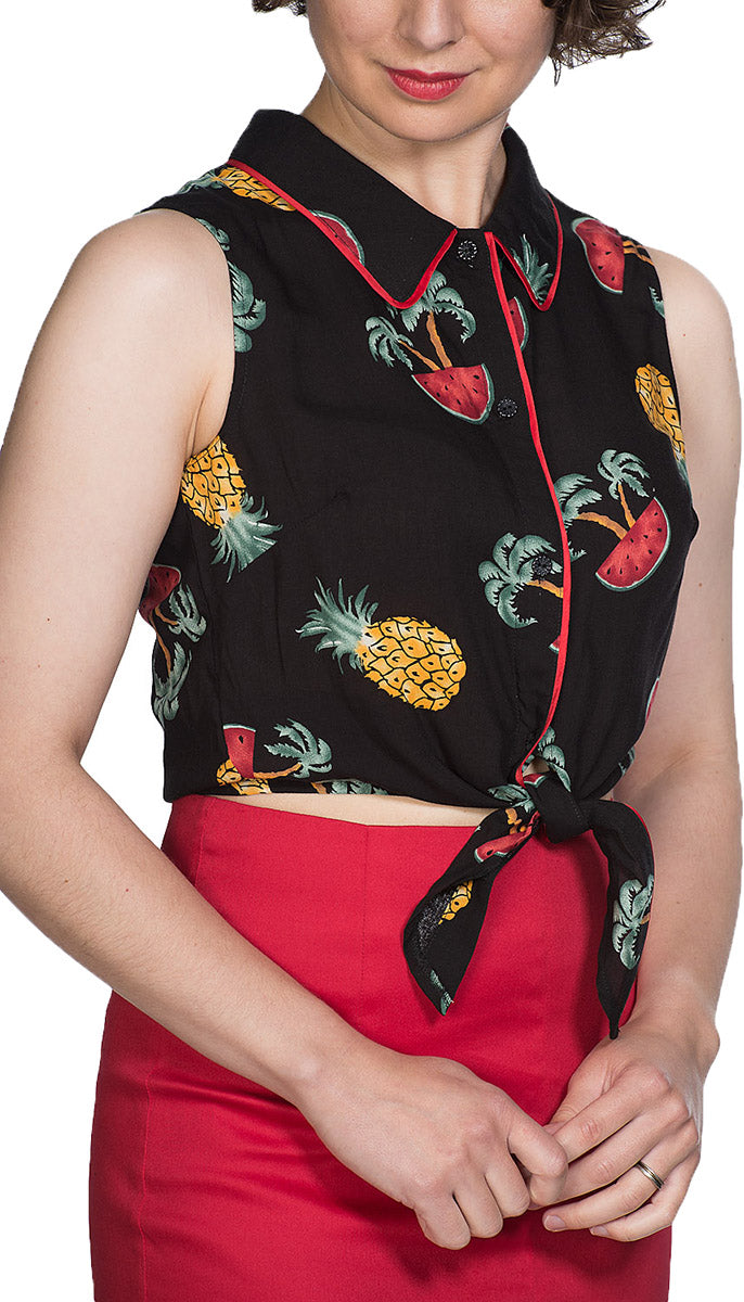 Banned_GETTING_FRUITY_Ananas_Wassermelone_Palmen_HEMD_BLUSE_Tie_Shirt-3