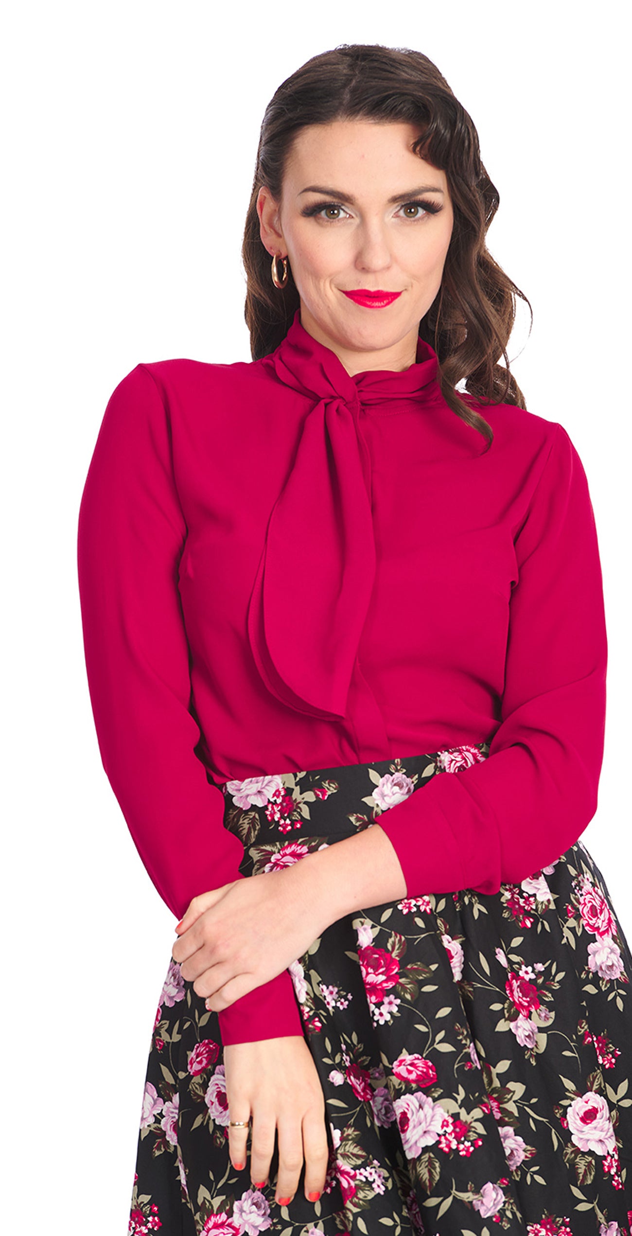 Banned_GRACE_PLAIN_Vintage_Classic_Bow_50s_Schluppenbluse_Bluse_-_Weinrot-1