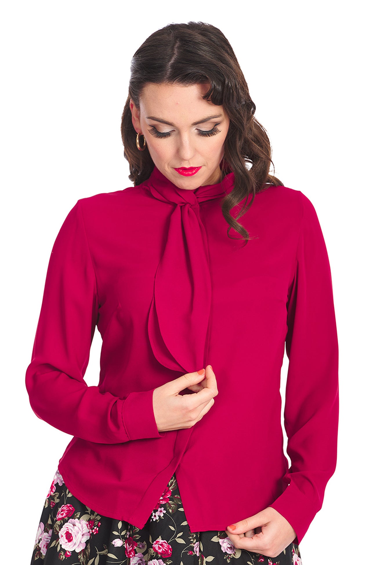 Banned_GRACE_PLAIN_Vintage_Classic_Bow_50s_Schluppenbluse_Bluse_-_Weinrot-2