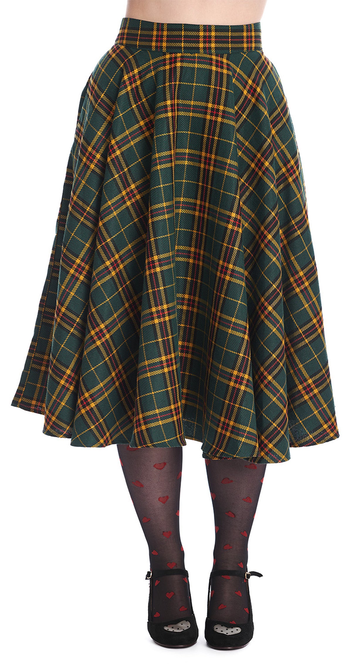 Banned_HIGHLAND_GREEN_Vintage_Check_Tartan_Karo_50s_SWING_SKIRT_Tellerrock-1