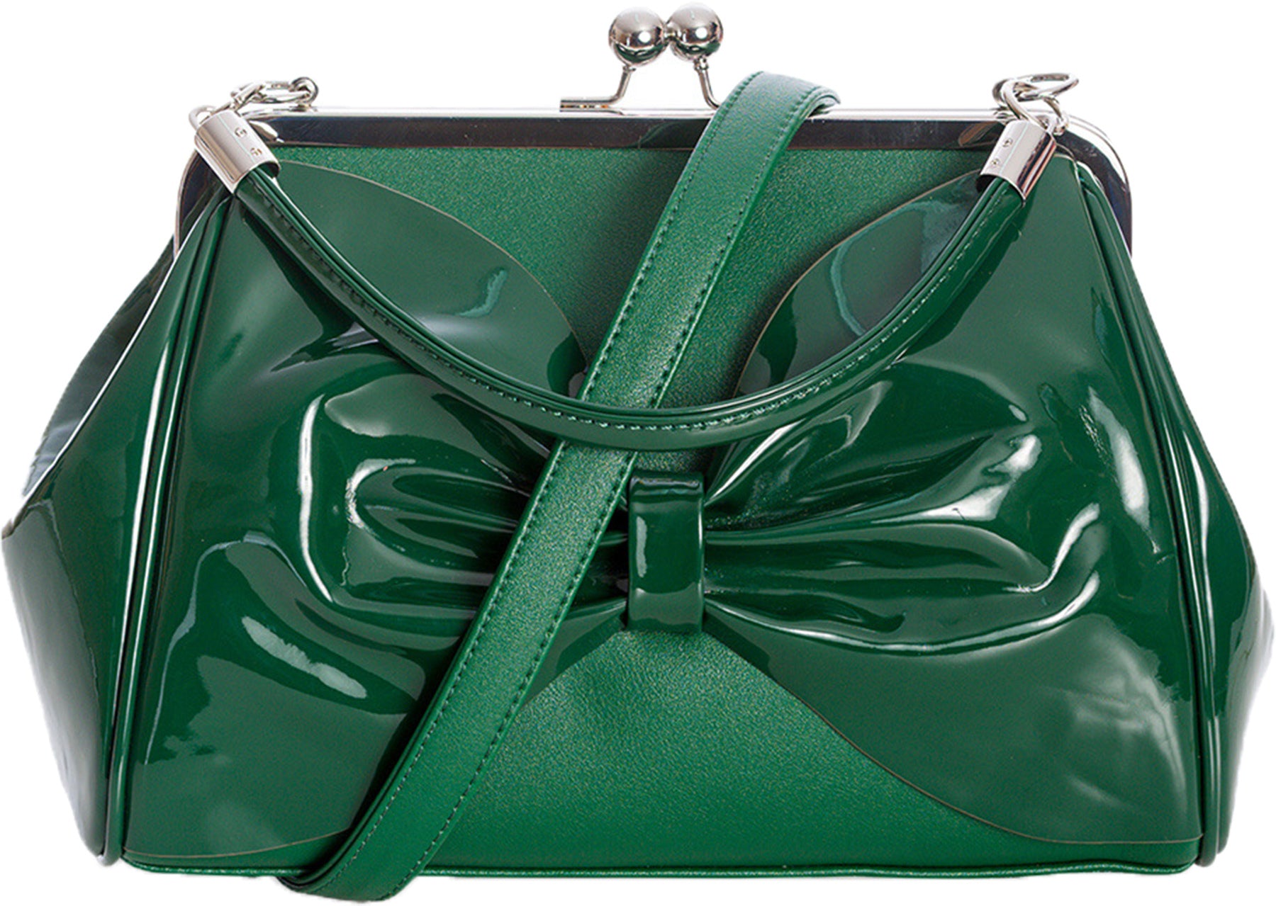 Banned_HOLLYWOOD_GLAM_Kisslock_LACK_Bow_Schleife_HENKELTASCHE_Handbag_Gruen_Killer_Kirsche-2