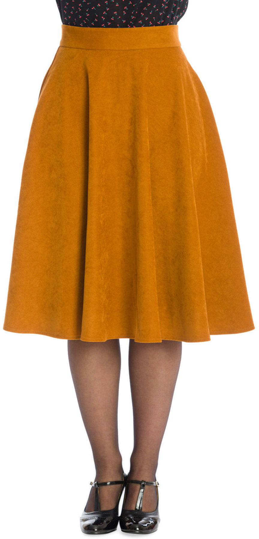 Banned_IM_YOURS_High_Waist_BASIC_50s_A-Linie_SWING_SKIRT_Rock_Braun_-_Plus_Size_killer_kirsche_1